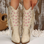 Marlene - Women's Fringe Western Boots with Star Embroidery