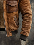 Mason - Men's Suede Sherpa-Lined Jacket with Chest Pockets