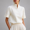 Matilda - Women's Mock Neck Split V-Cut Blouse