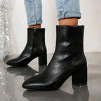 Maureen - Women's Side-Zip Block Heel Ankle Boots
