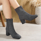 Maureen - Women's Side-Zip Block Heel Ankle Boots