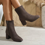 Maureen - Women's Side-Zip Block Heel Ankle Boots