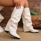 Odette - Women's Pointed-Toe Knee-High Boots with Metal Detail
