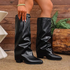 Odette - Women's Pointed-Toe Knee-High Boots with Metal Detail