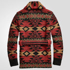 Oscar - Men's Shawl Collar Cardigan with Geometric Knit and Tie Belt