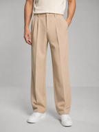 Rafael - Men's Pleated Front Trousers with Tapered Leg
