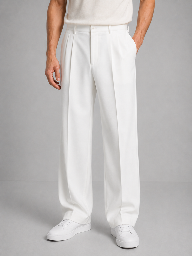 Rafael - Men's Pleated Front Trousers with Tapered Leg