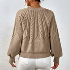 Shaina - Women's Crew Neck Braided Knit Sweater 14