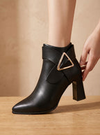 Shane - Women's Pointed-Toe Ankle Boots with Block Heel 