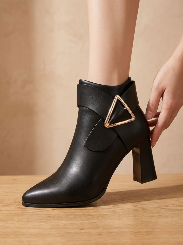 Shane - Women's Pointed-Toe Ankle Boots with Block Heel 