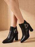 Shane - Women's Pointed-Toe Ankle Boots with Block Heel 