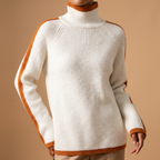 Soraya - Women's Ribbed Turtleneck Sweater with Contrast Trim