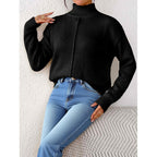 Stephanie - Women's Ribbed Collar Knit Pullover Sweater 3