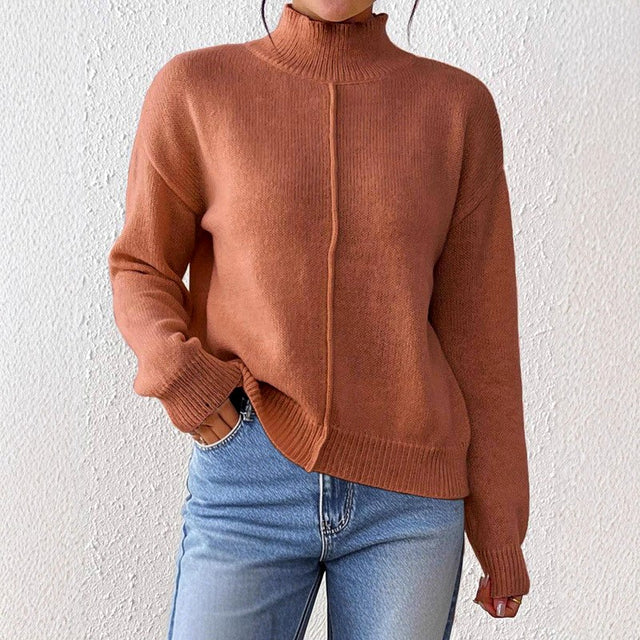 Stephanie - Women's Ribbed Collar Knit Pullover Sweater 4