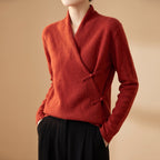 Sylvie - Women's Merino Wool Wrap Sweater with Frog Toggle Closures