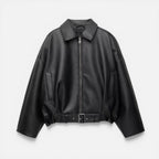 Tessa - Women's Cropped Zip-Front Leather Jacket