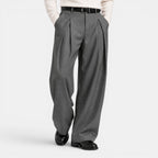 Tristan - Men's Pleated Wide-Leg Dress Pants with Tapered Waist