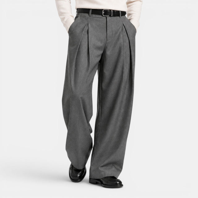 Tristan - Men's Pleated Wide-Leg Dress Pants with Tapered Waist