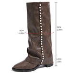 Valerie - Women's Knee-High Boots with Pearl-Studded