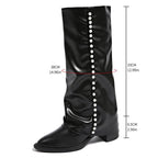Valerie - Women's Knee-High Boots with Pearl-Studded